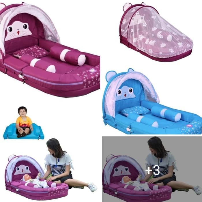 Baby Joy Kasur Bayi Lipat Sofa + Kelambu Melody Series BJK4007 + Bantal Guling Bayi 57-2140