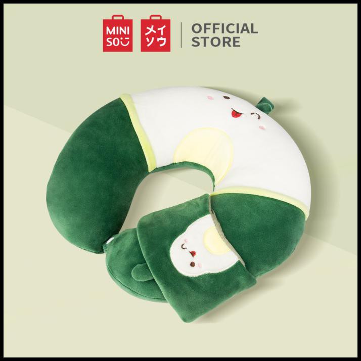 Miniso Bantal Leher Bantal Kepala Penutup Mata Travel Mobil Lembut - Alpukat