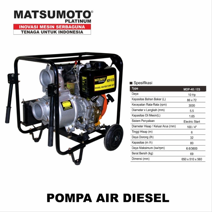 Pompa Alkon Diesel Solar 4 inch MATSUMOTO MDP 40 MATSUMOTO MDP40 4 dim