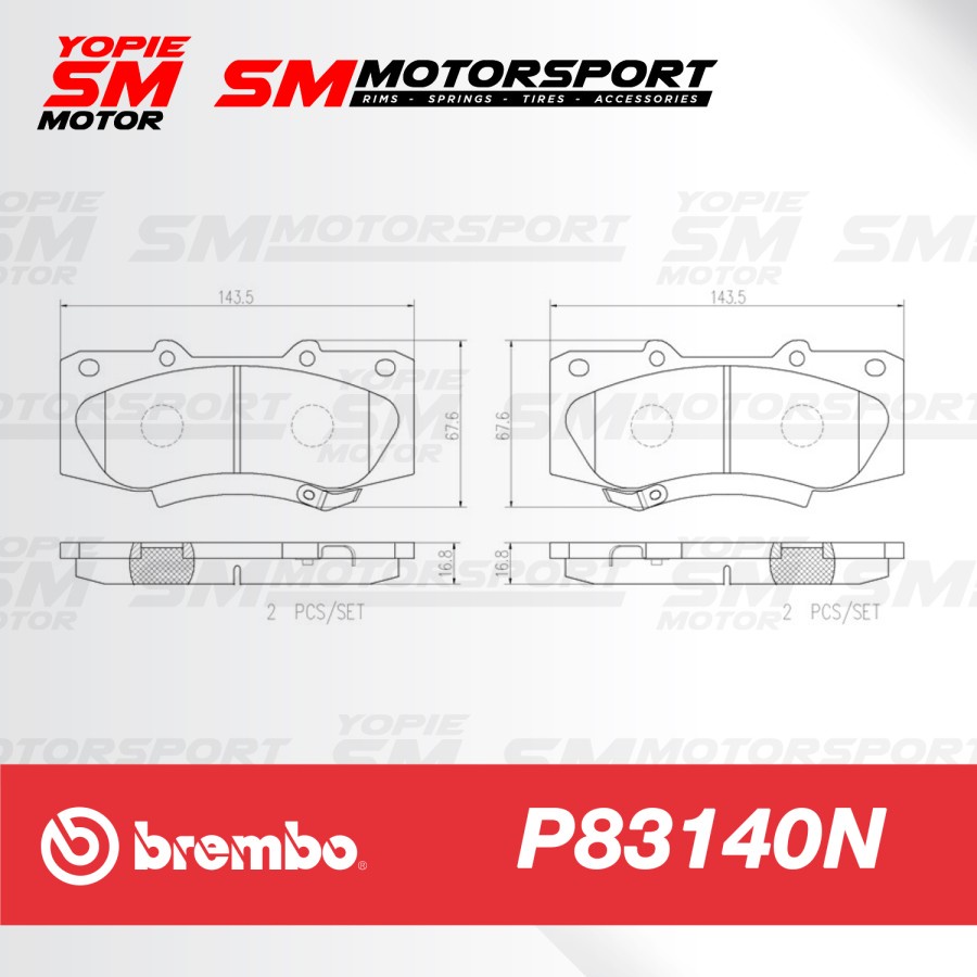 BREMBO Brake Pad Kampas Rem Fortuner VNT 13-On Hilux D/C 12-On P83140N