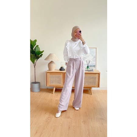 FARIVA - INJAE PANTS Celana HighWaist Korean Pastel Celana Kerja Premium