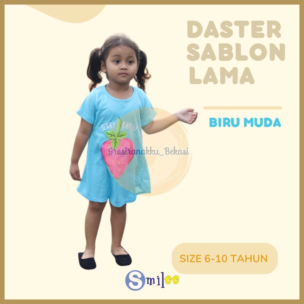 Daster Anak Smile Sablon Junior Motif Birumuda Berry Size 6-10Tahun