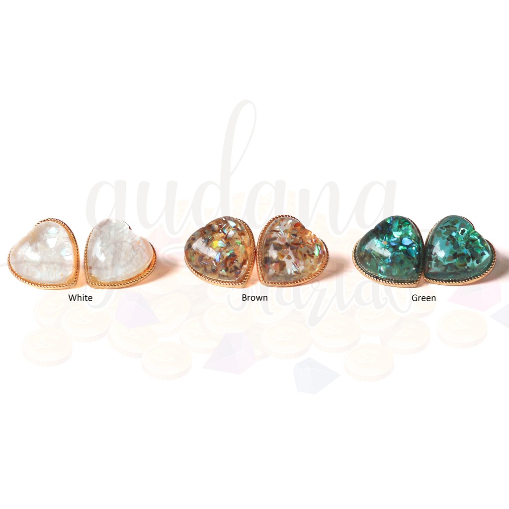 Anting Stud Colorful Marble Circle Heart Mozaic Simple Unik GH 203235