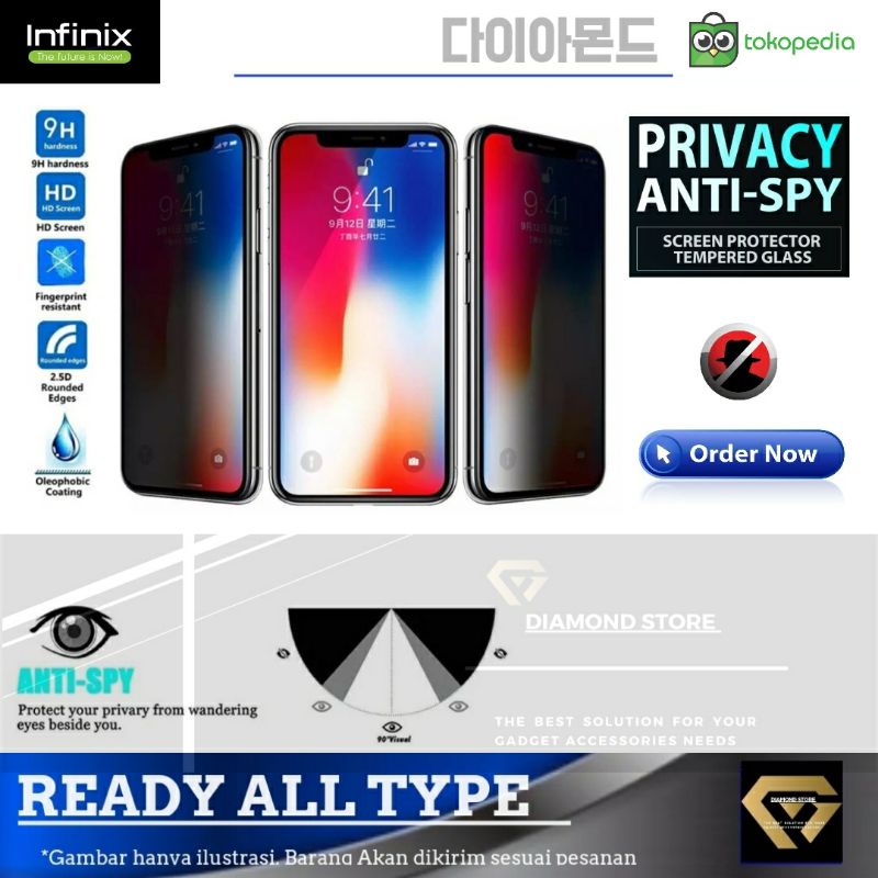 INFINIX ANTI SPY / TEMPERED GLASS / SCREEN GUARD / TG / PELINDUNG LAYAR SMART 5 6 6+ HOT 8 HOT 11 20 5G PLAY 20S 20i NOTE 12i 2022 7 30 PRO