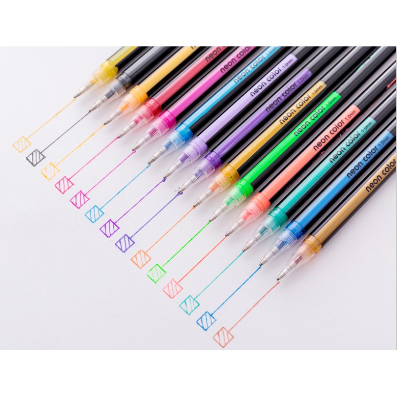 Set Bolpoin Warna NEON Isi 12 / 16 / 24 pcs / Set Pulpen Warna NEON COLOR Set 24 / 16 / 12 pcs / Pulpen Warna-Warni untuk Buku Hitam