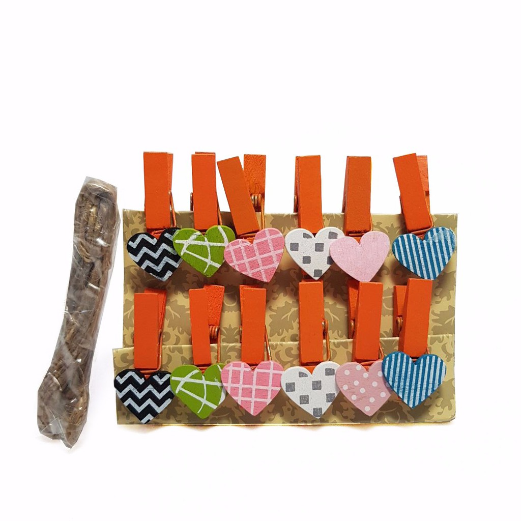 GM11 ISI 10Pcs Klip Jepit KARAKTER + TALI rami 1.5m 35mm/3,5 cm Wooden clip import