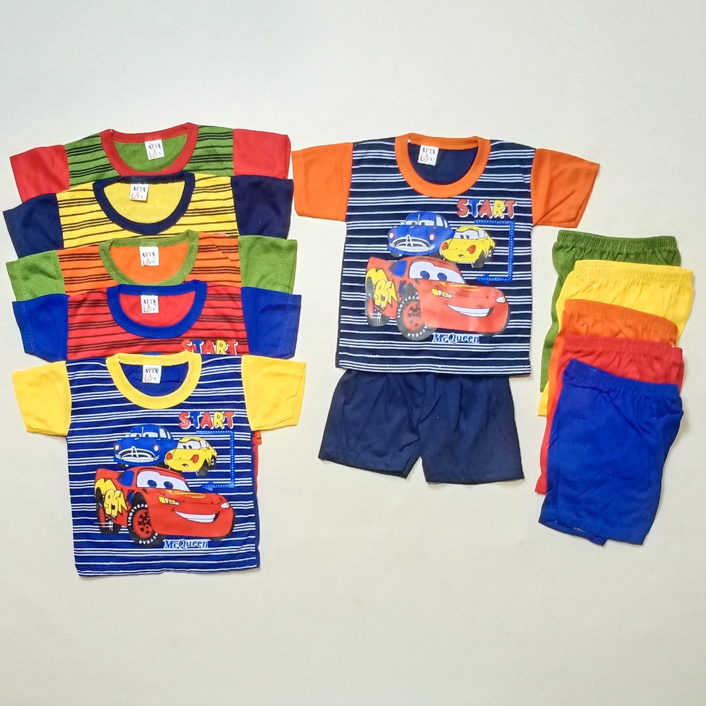 BabynKids - Setelan salur anak laki laki - setelan kaos celana pendek - setelan kaos anak karakter