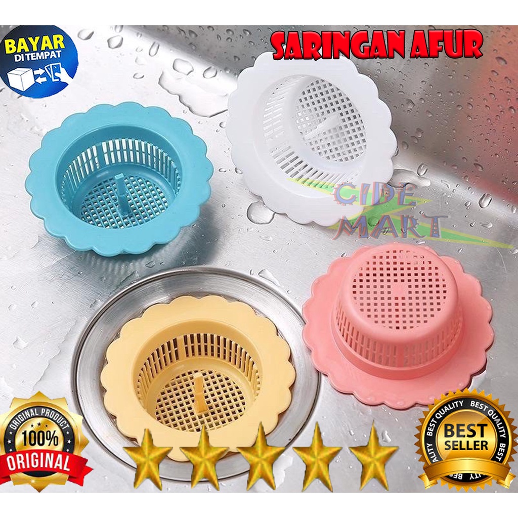 Saringan Afur Bak Cuci Piring Wastafel / Penutup Lubang Saluran Air Dapur Penyaring Kotoran Sampah Sisa Makanan PVC / Drain Sink Strainer Bentuk Bunga