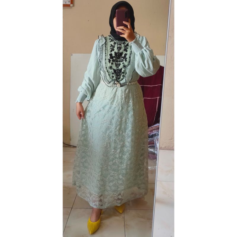 BAYAR DI TEMPAT vns 21623 gamis brokat brukat import termurah