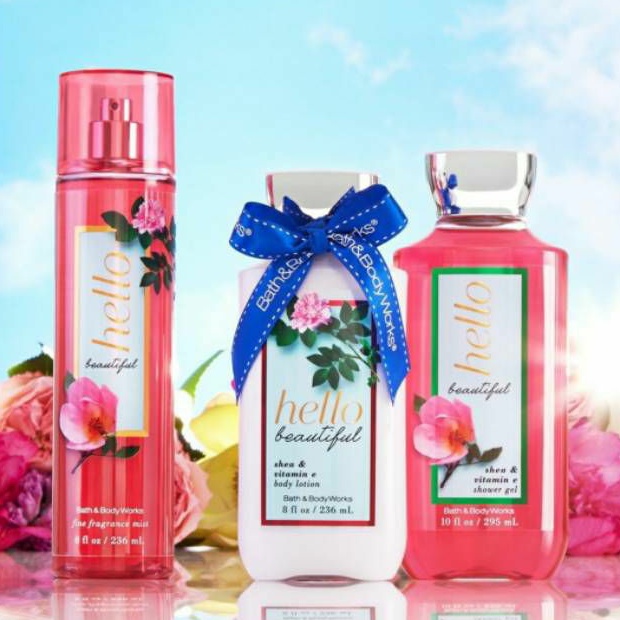 BATH &amp; BODY WORKS BBW HELLO BEAUTIFUL SERIES MIST LOTION SHOWER GEL BODY CREAM HAND CREAM SHOWER GEL BODY CREAM LOTION MIST WASH WALLFLOWER ROOMSPRAY SCENTPORTABLE GENTLE GEL DEEP CLEANSING GENTLE FOAMING CREAMY LUXE