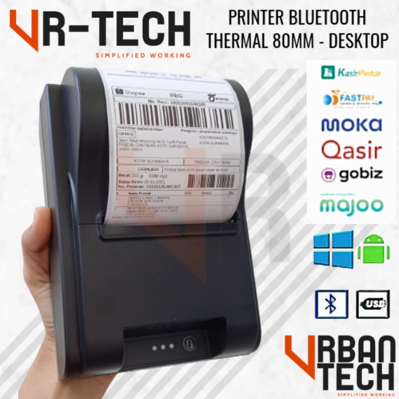 PRINTER BLUETOOTH THERMAL 80MM P3000BT - MESIN KASIR CETAK STRUK DAN RESI PENGIRIMAN