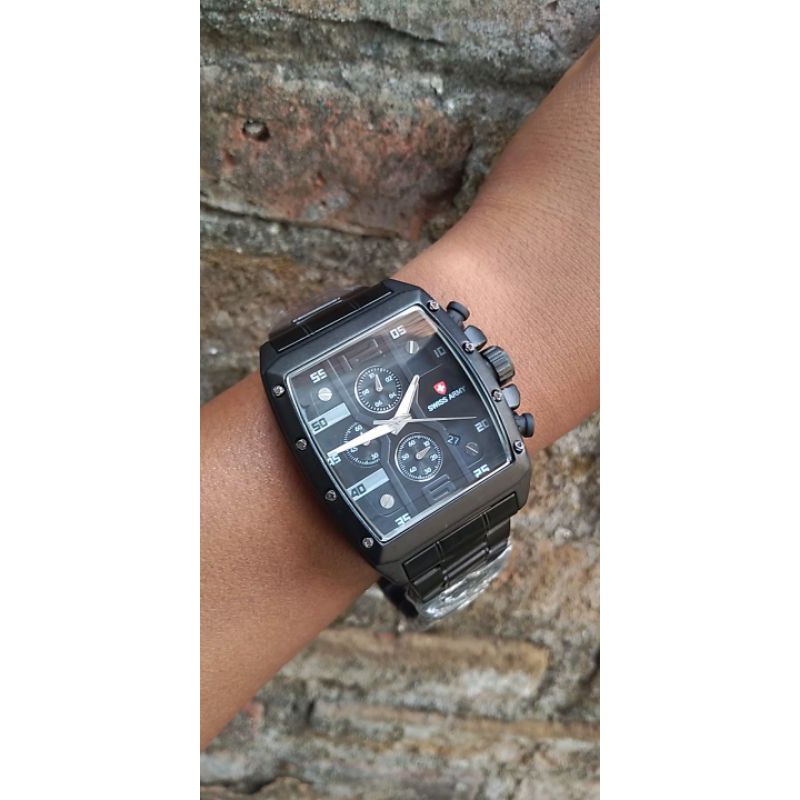 Jam tangan pria army black chronos spesial edition