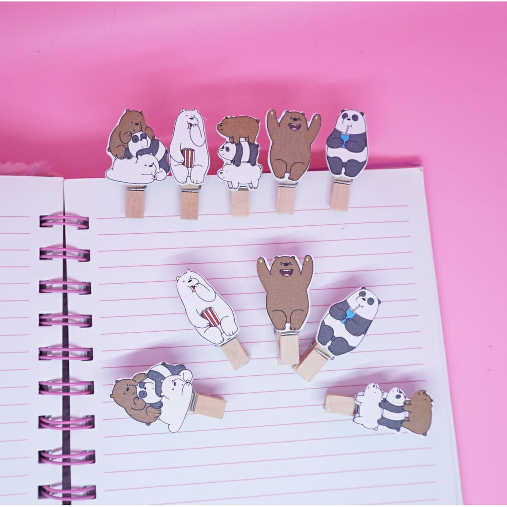 JEPITAN FOTO WE BARE BEARS ISI 10 PCS TUMBLR PHOTO CLIP FREE TALI MURAH PAN PAN ICE BEAR GRIZZLY