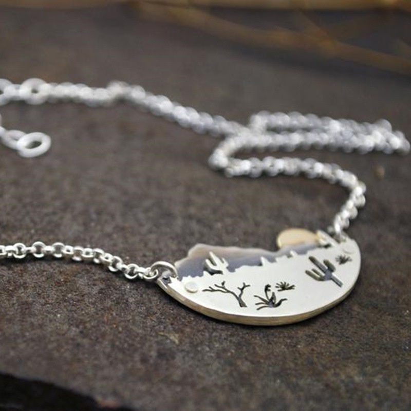 Kalung Rantai Silver 925 Dengan Liontin Bentuk Kaktus Untuk Wanita
