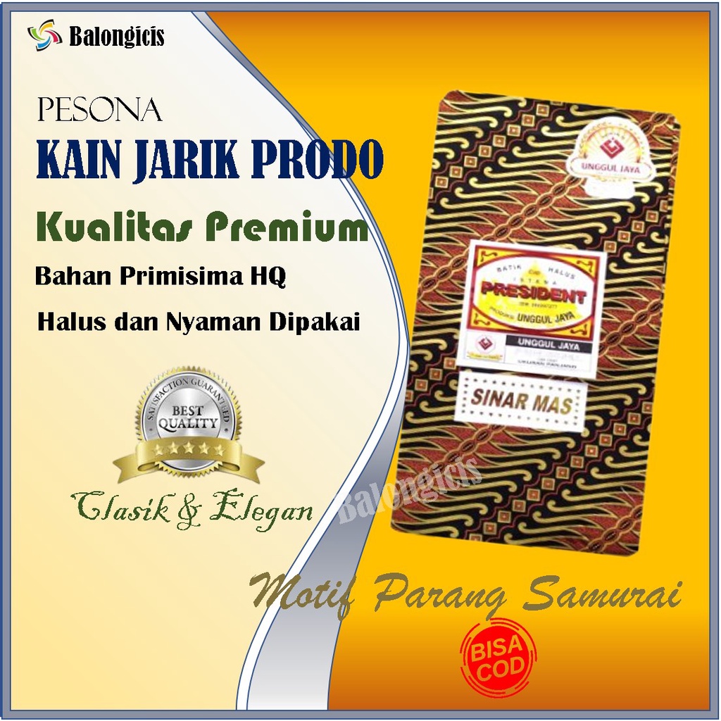 Kain Samping Tapih Jarik Batik Solo Clasik Original Motif Parang Samurai Panjang Pengantin Katun Hal