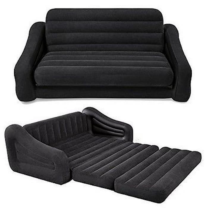Unik Intex Pull Out 2 in 1 Sofa Bed Hitam  Sofa Angin Lipat Pompa Tiup Murah