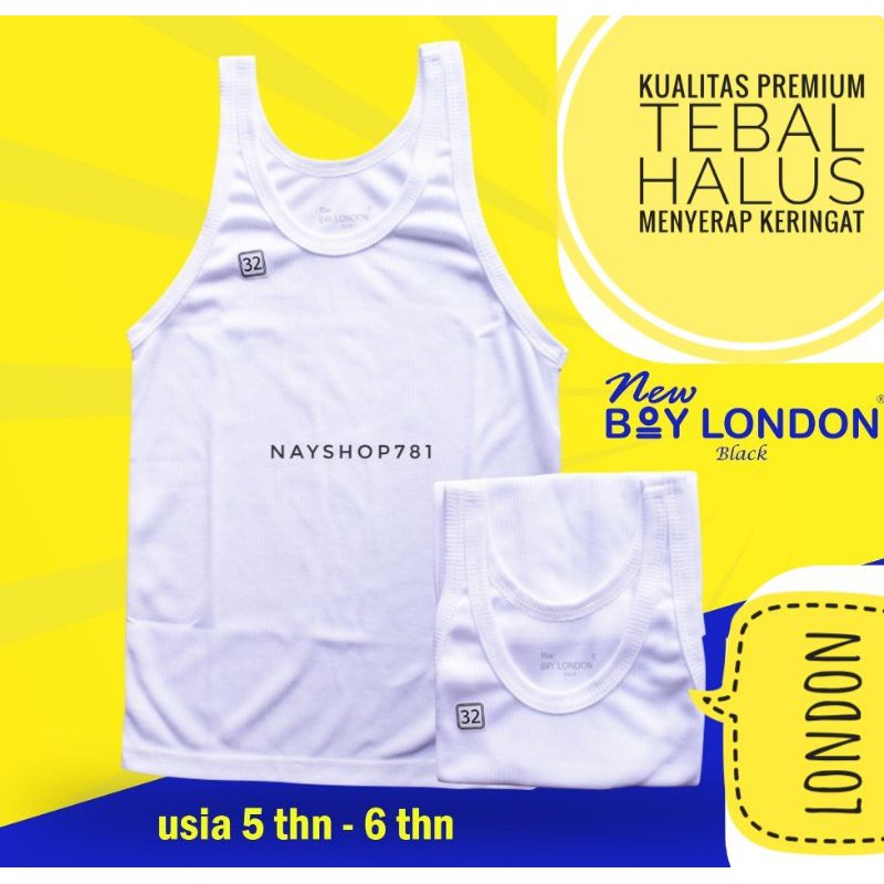 KAOS DALAM BOY LONDON/ SINGLET ANAK PREMIUM 18-38