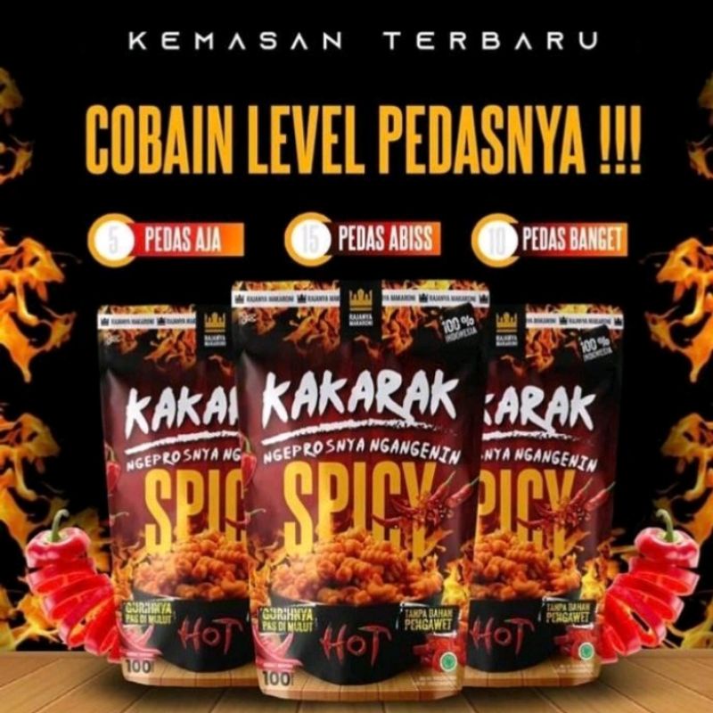 

Kakarak_makanan ringan Makaroni Variant Spicy 100g Level 10