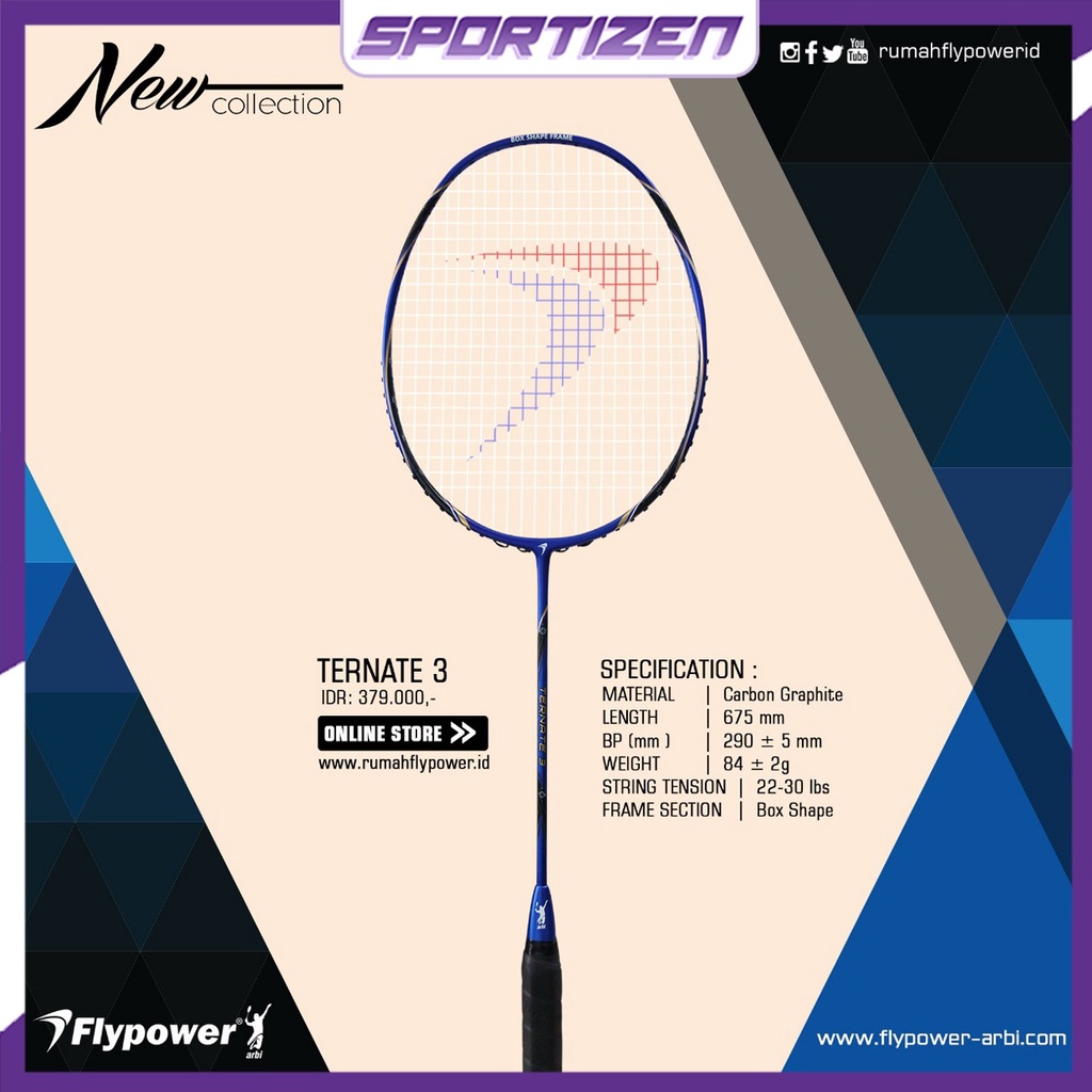RAKET BADMINTON BULUTANGKIS FLYPOWER TERNATE 3 ORIGINAL