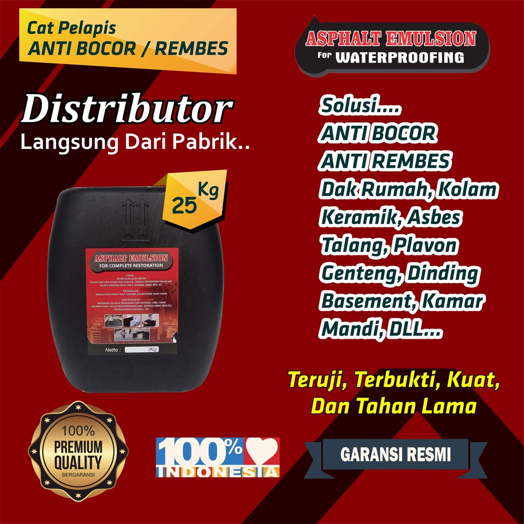 Cat Tembok Anti Bocor Aspal Cair Anti Bocor Asphalt Emulsion for Waterproofing - 25 kg