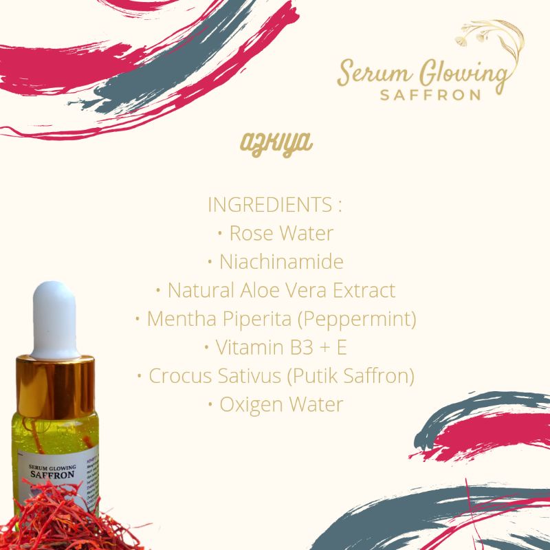 Serum Glowing Saffron With Niacinamide 10 ML Whitening Serum Original Murah | Aloe Vera | Niacinamide