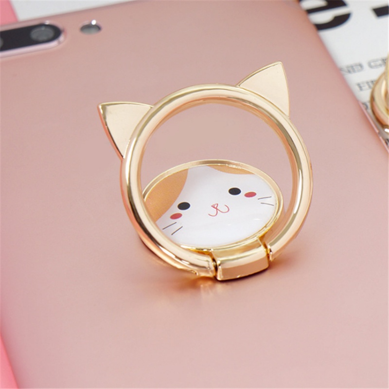 Stand Holder Handphone Universal Bentuk Kucing Lucu Bahan Metal Untuk iPhone / Android