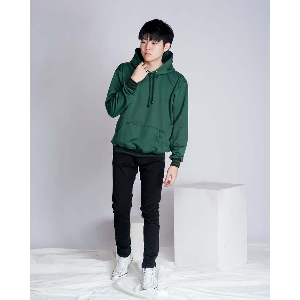 Asgard777 - Sweater Hoodie BASIC HIJAU BOTOL hoodie cowok