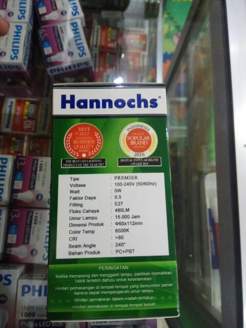 Lampu led hannochs premier 5 watt nyala putih terang