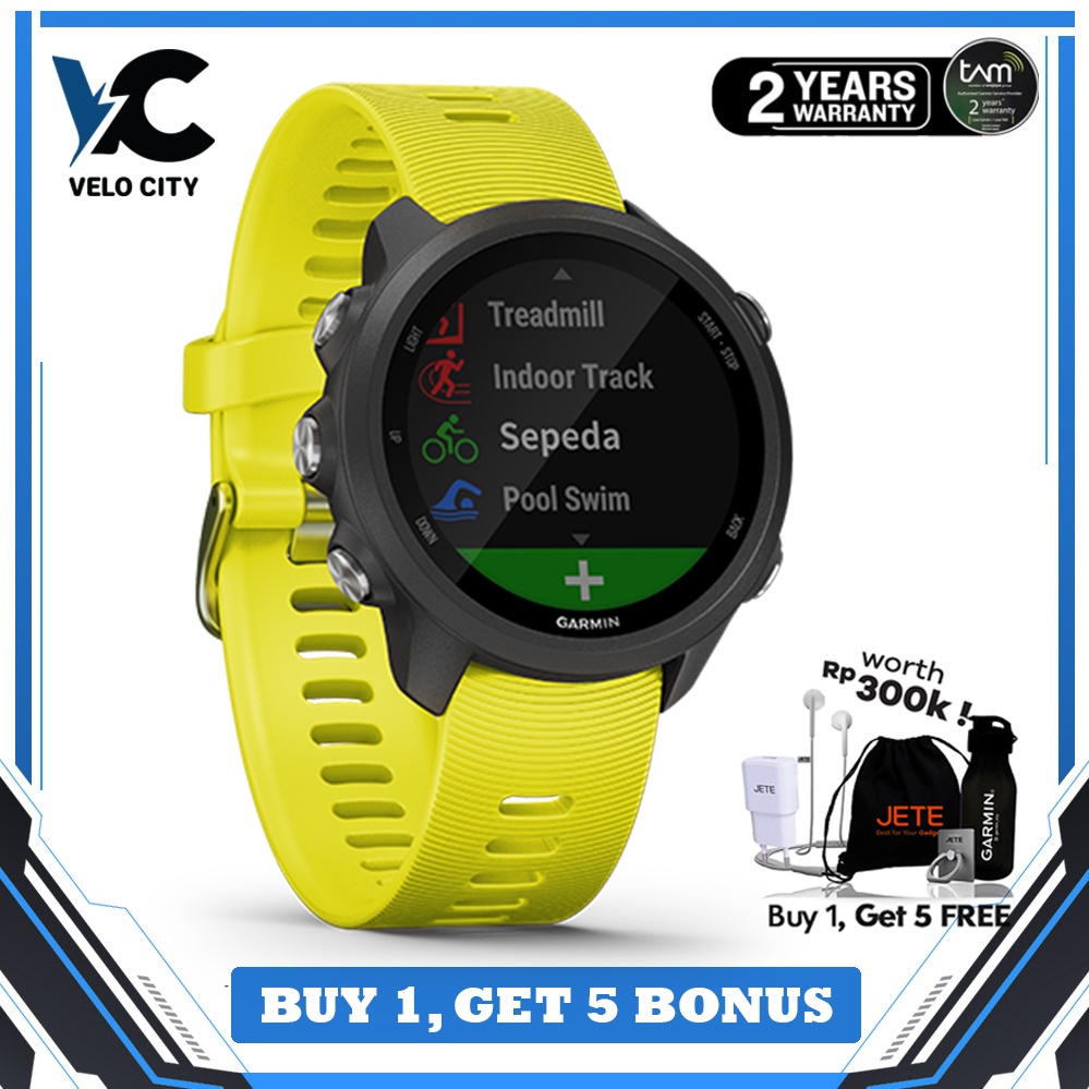 Garmin Forerunner 245 Amp Yellow non music - Garansi Resmi TAM 2 Tahun (Kuning)