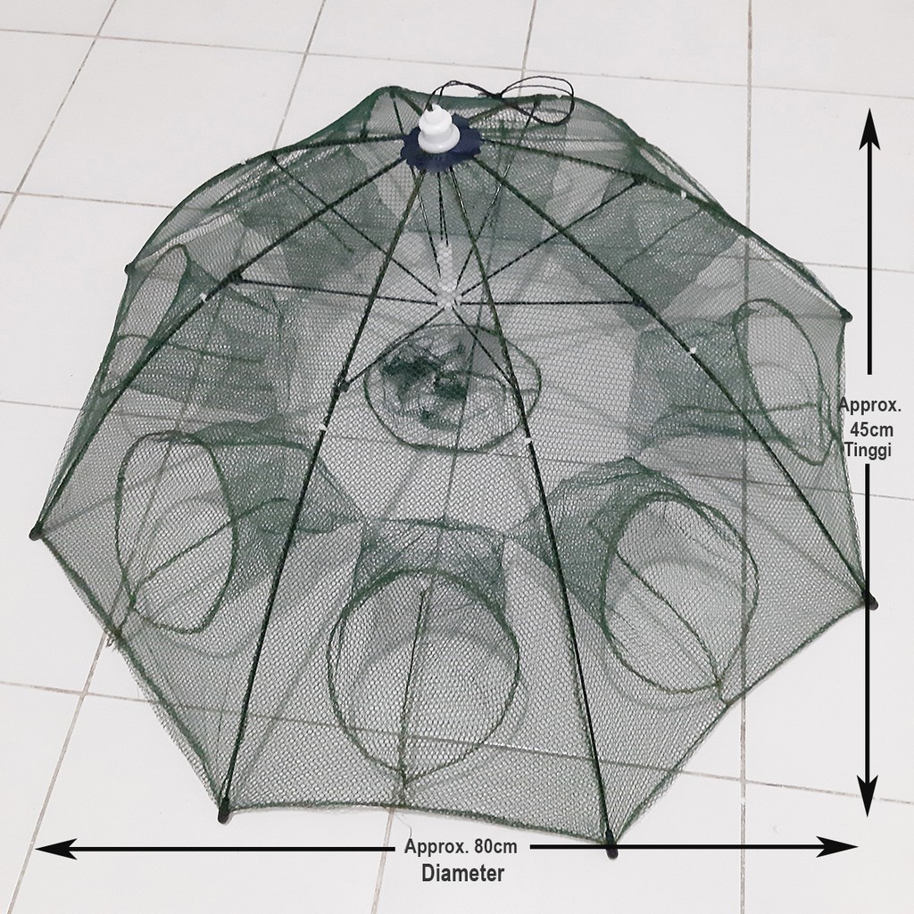 Jaring Perangkap Ikan 9 Lubang Model Payung Lipat Foldable