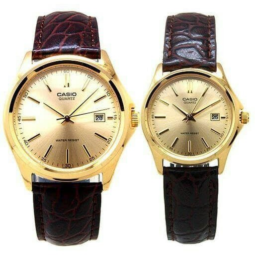 Sale Jam Tangan Couple Casio Original 1183Q-9A Casio Couple Strap Kulit Kekinian