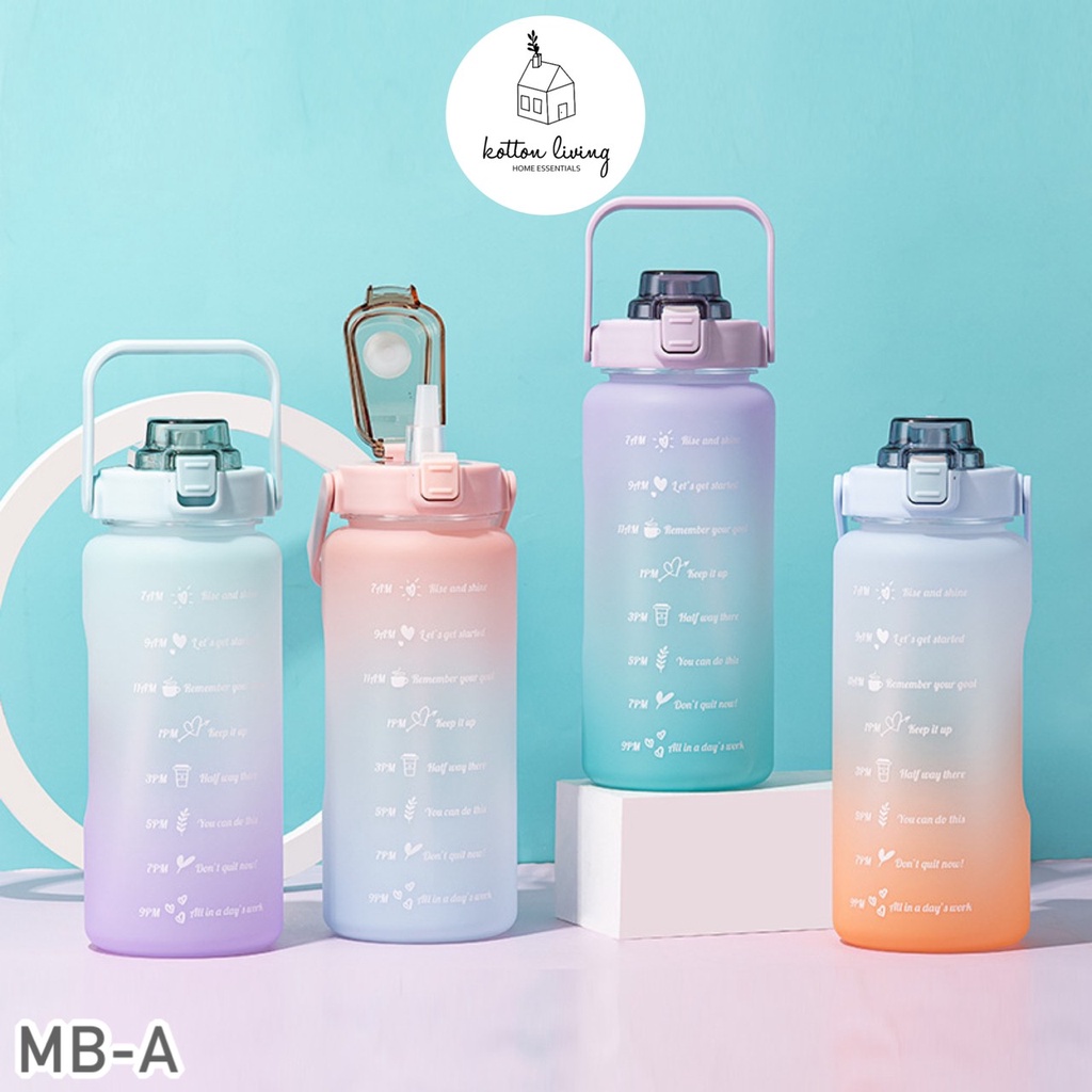 2 LITER || botol minum air jumbo 2L pastel olahraga tumbler gradasi transparan catalog MB A