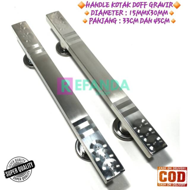 Gagang Tarikan Handle Pintu Rumah 33cm Dan 45cm Model Kotak Doff Gravir Bahan Full Stainless Steel