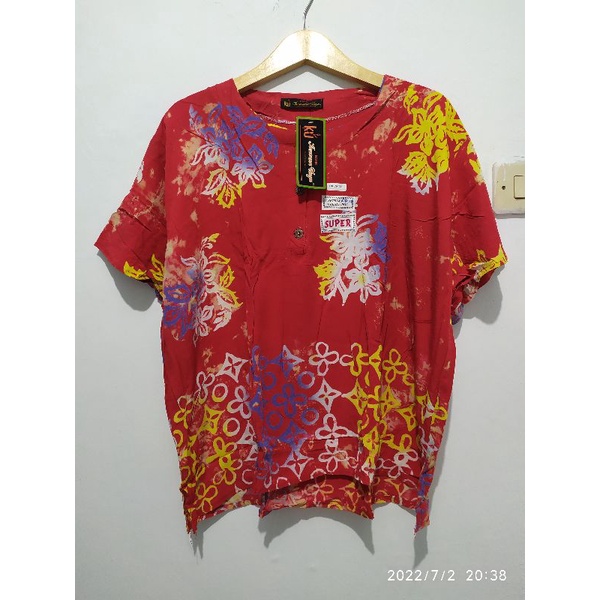 Setelan Batik Jumbo Merah Kencana Ungu Asli Label Hitam Super