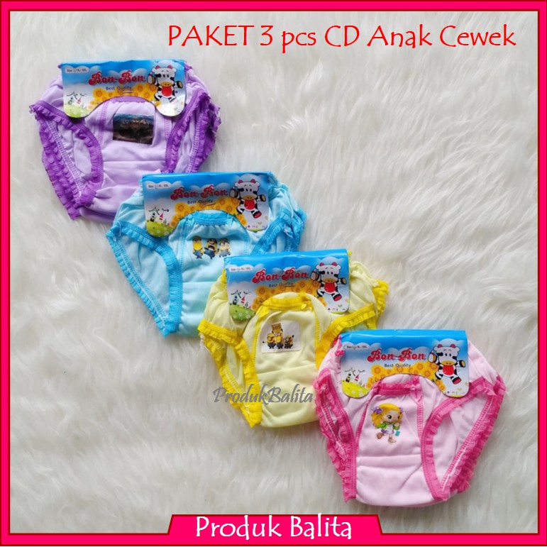 Celana Dalam Anak Cewek Lucu 3in1 Murah CD Anak Perempuan Terlaris