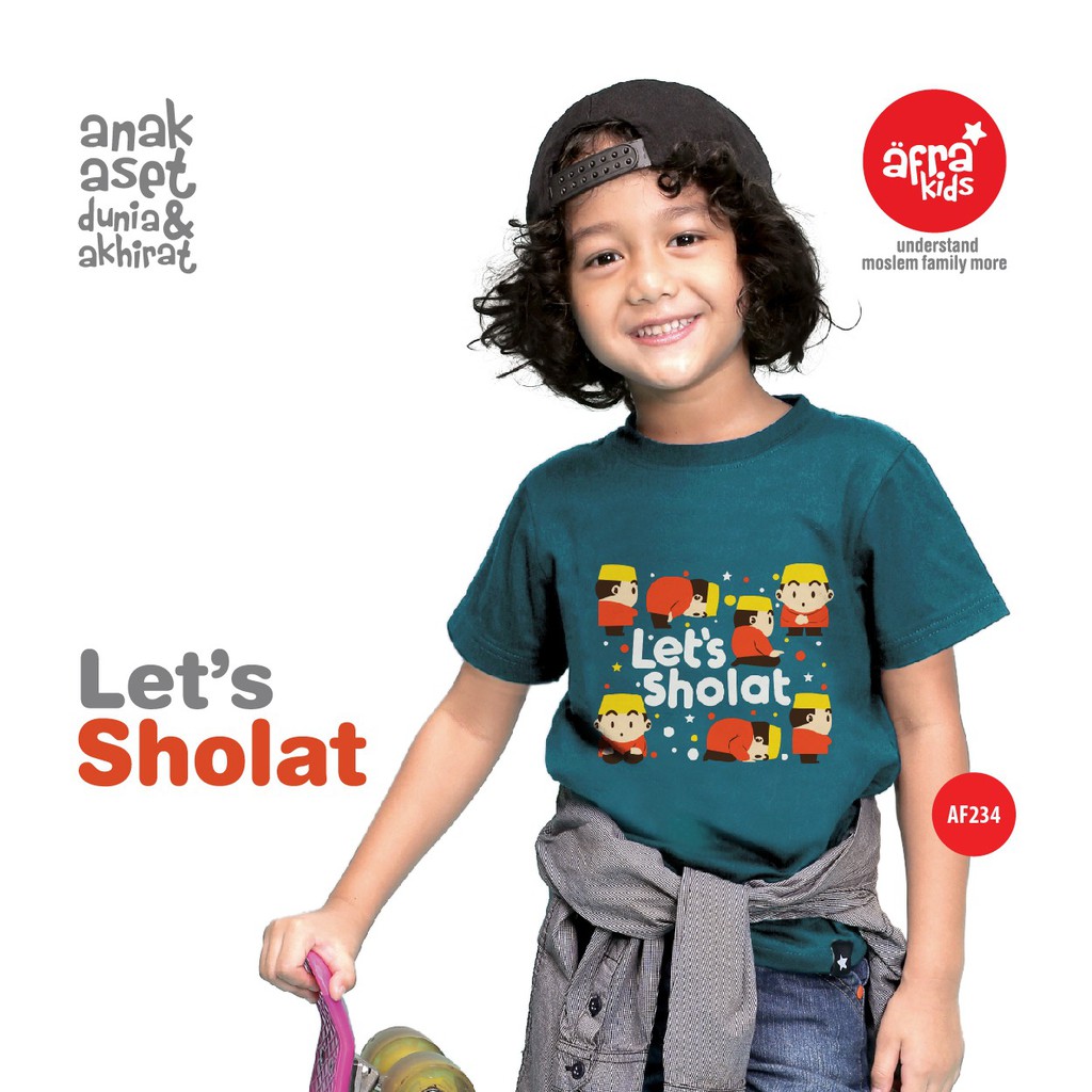 Kaos Afrakids AF234 &quot;Lets Sholat&quot; Lengan Pendek