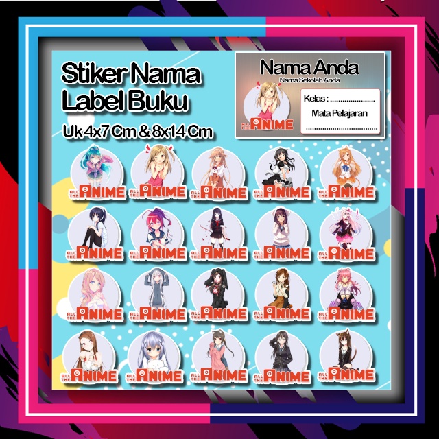 

Stiker wanita Anime gadis cute kartun lucu Karakter Lucu Custom Lebel Nama cromo murah 20 Varian berbeda Octane Pelajaran sekolah No 4