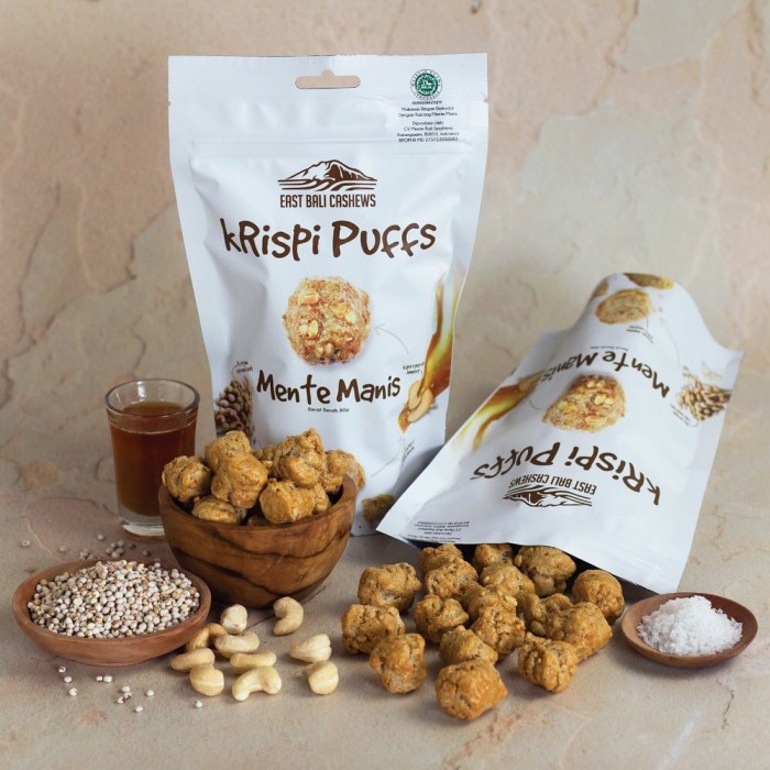 

504Oekho East Bali Cashews Krispi Puffs Coklat Mente |Snack Cemilan Kacang Mede - Mente Manis