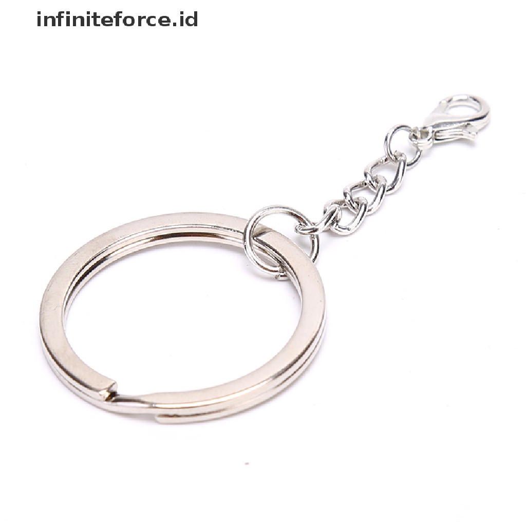 Infiniteforce.id 10Pcs / Set Gantungan Kunci Silver Polished DIY