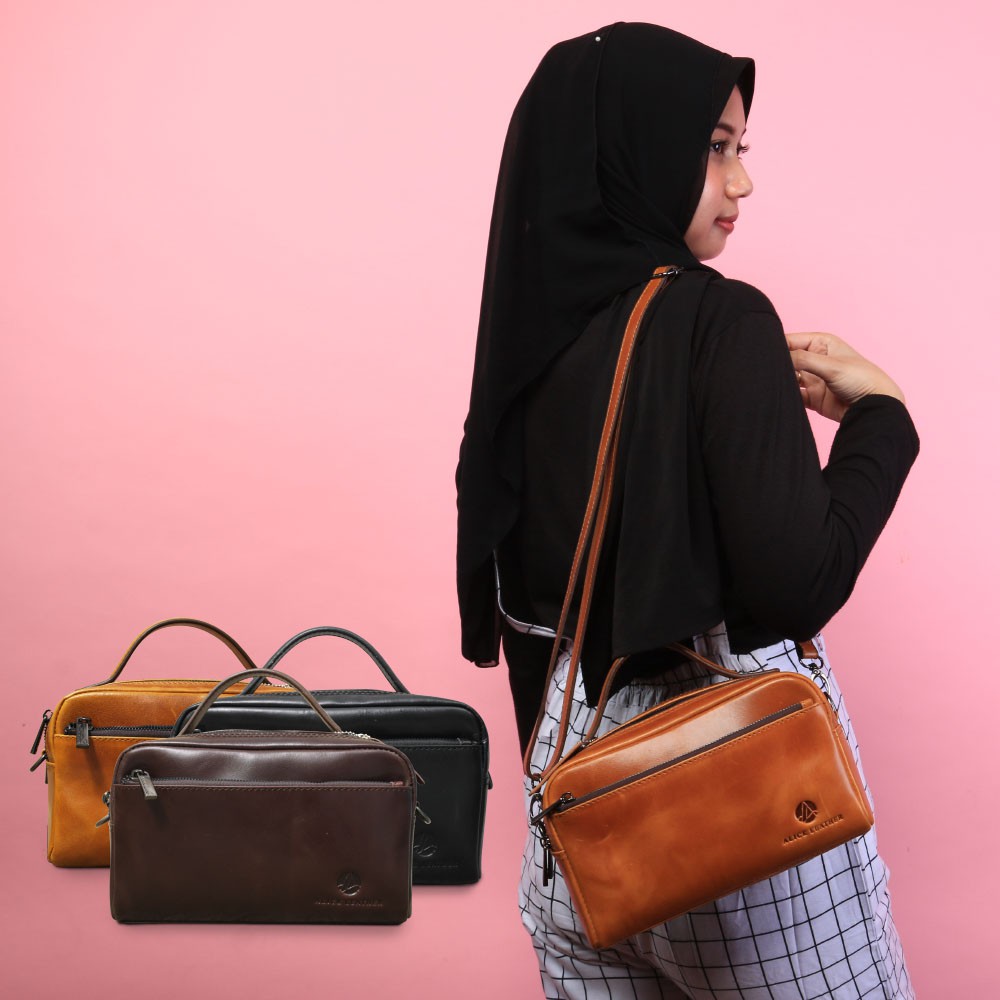 AP01 - Tas Selempang Kulit Sapi Fashion Wanita Slingbag Tas Slempang Sling Bag COD Violetta