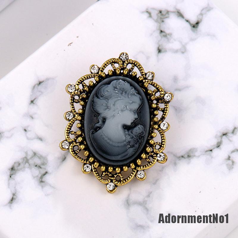 (Adornmentno1) Pin Bros Bunga Cameo Hiasan Kristal + Berlian Imitasi