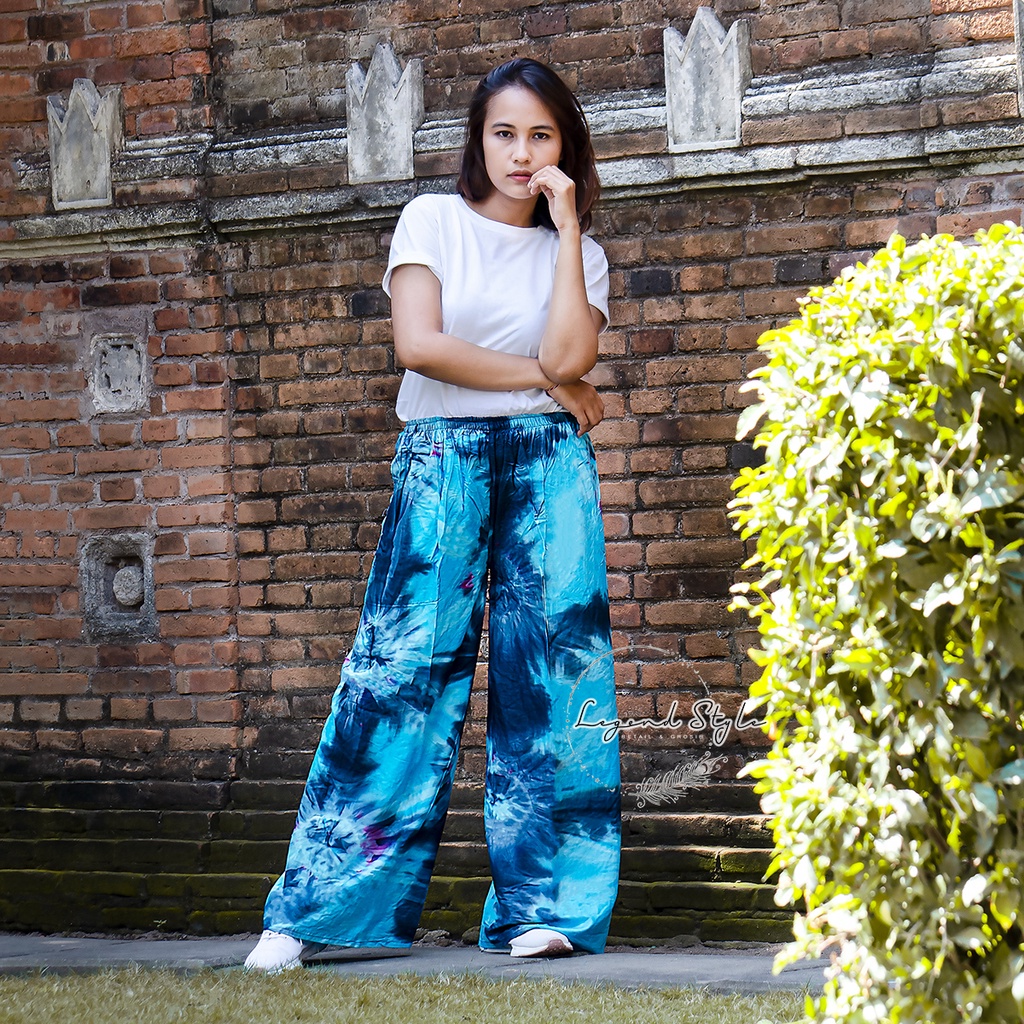 Celana Panjang Wanita Kulot Tie Dye Bahan Rayon
