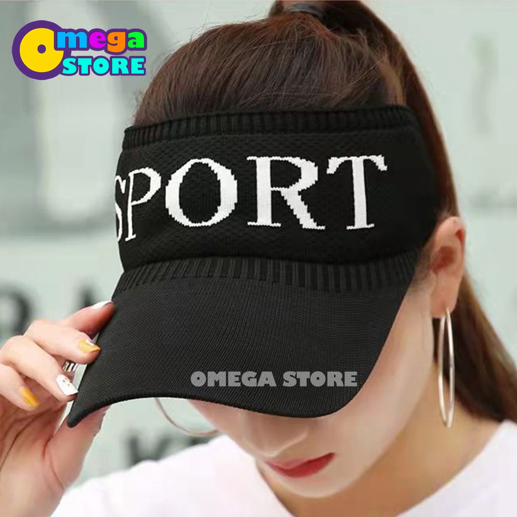 [O&amp;S] Topi Wanita Sport Topi Baseball Sports Knit Visor Topi Olahraga Gaya Korea Bahan Katun Rajut-OS230