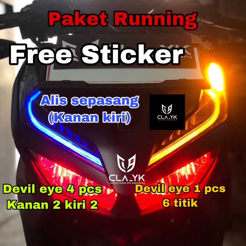 LAMPU ALIS DRL RUNNING + DEVIL EYE VARIO 125 150 LED NEW