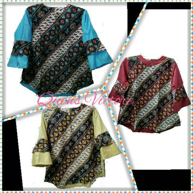 Stelan kulot / Atasan wanita katun batik blouse cewek baju grosir murah modern kekinian tanah abang