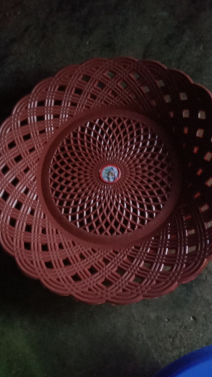 6pcs Piring Anyam Plastik Piring Rotan Lidi