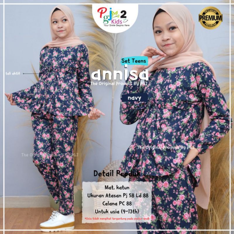 SETELAN BAJU TUNIK CELANA ANAK UMUR 9-13TAHUN ANNISA