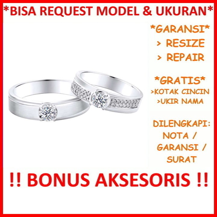 Gratis Ukir Nama Garansi Silver Asli Bisa Pesan Model Cincin Kawin Couple Perak Tunangan Nikah Id550