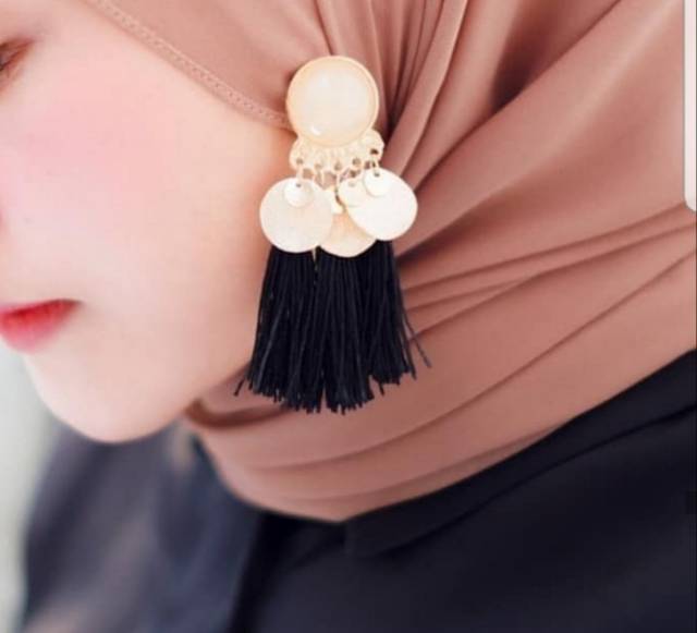 A02 Anting hijab juntai rumbai gold