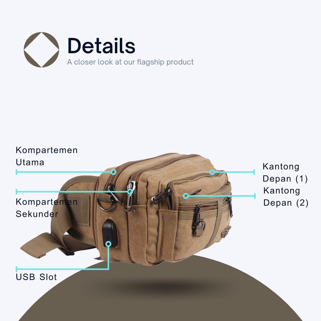 Tas Pinggang Kanvas 2in1 Bisa Jadi tas Selempang Import - Waistbag POLO HUMMER